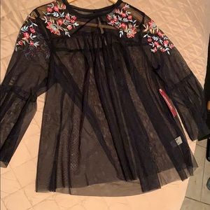 Mesh long sleeve top